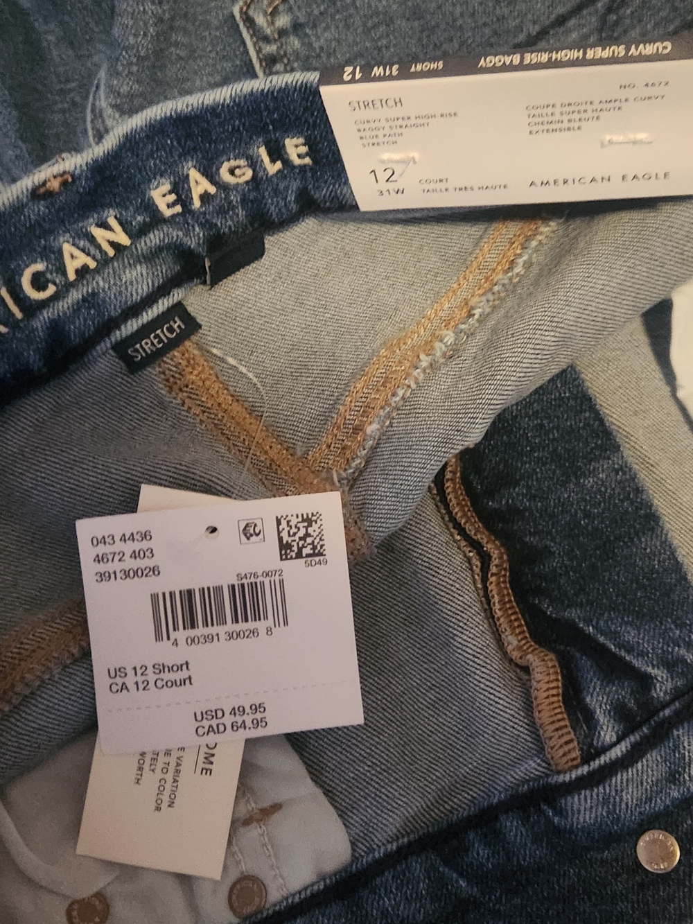 American Eagle Outfitters Wide-Leg Jeans in Dark Blue Wash - Picture 8 of 10
